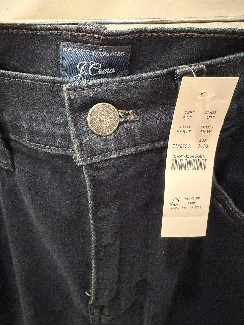 J. Crew 484 Slim-fit stretch jean in deep lake wash 31x30 NWT
